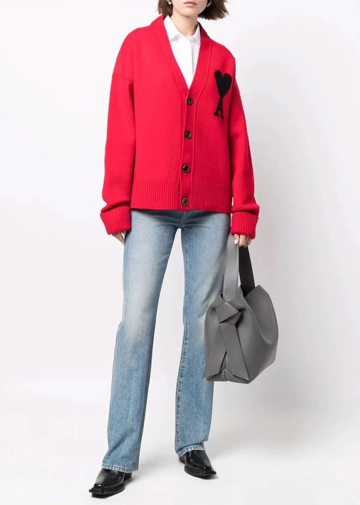 商品AMI|AMI Alexandre Mattiussi Red Ami De Coeur Cardigan,价格¥3773,第2张图片详细描述