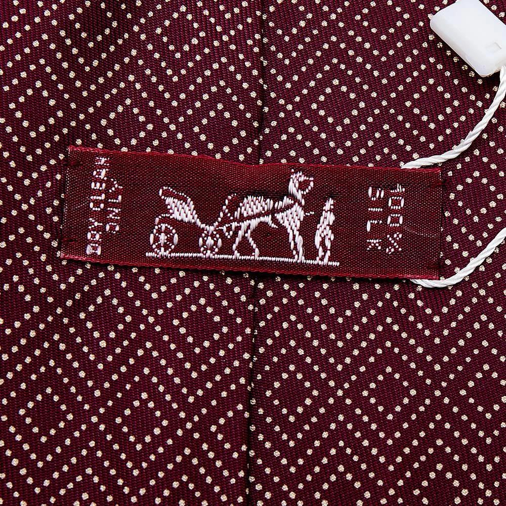 商品[二手商品] Hermes|Hermes Burgundy Printed Silk Tie,价格¥1292,第5张图片详细描述