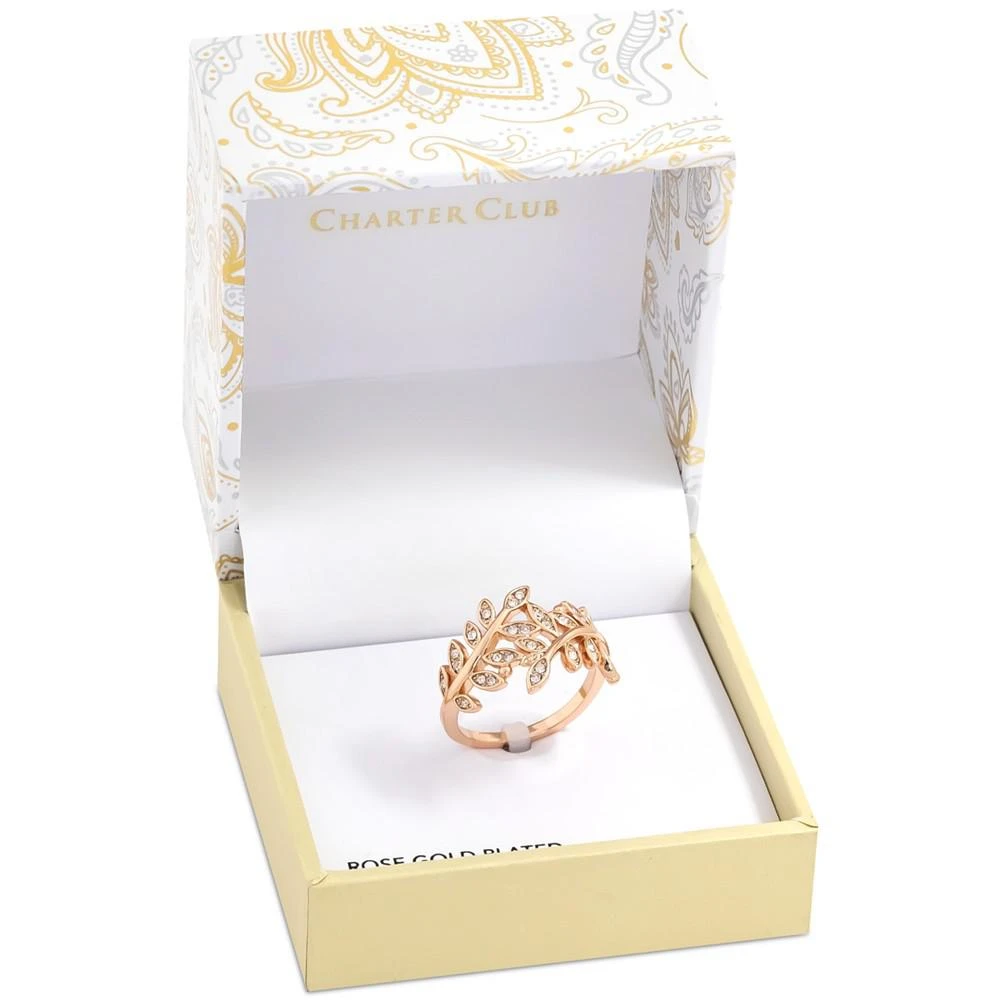 商品Charter Club|Rose Gold-Tone Pavé Leaf Wrap Ring, Created for Macy's,价格¥66,第3张图片详细描述