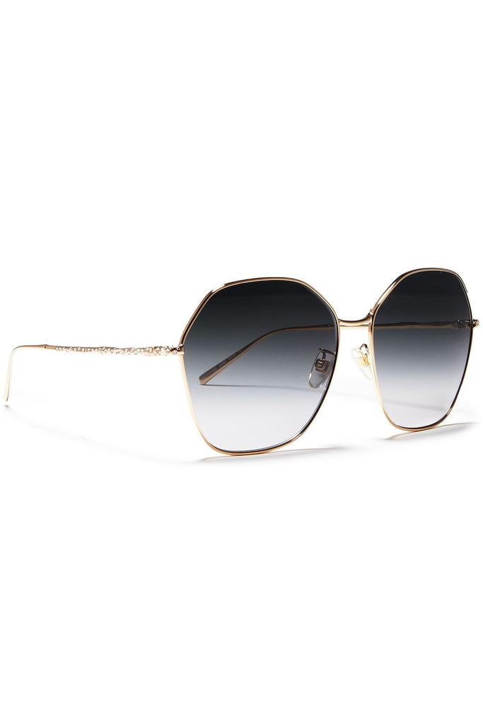 Hexagon-frame crystal-embellished gold-tone sunglasses商品第3张图片规格展示