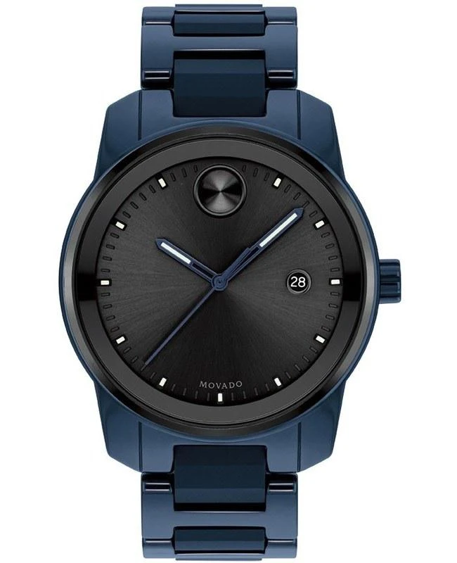 商品Movado|Movado Bold Verso Black Dial Blue Ceramic and Steel Men's Watch 3600728,价格¥6082,第1张图片