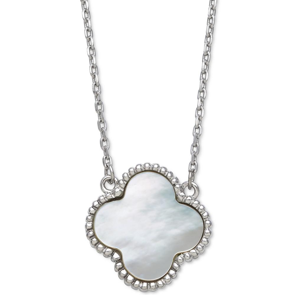 Mother-of-Pearl Clover Pendant Necklace in Sterling Silver, 16" + 2" extender (Also in Onyx), Created for Macy's商品第1张图片规格展示