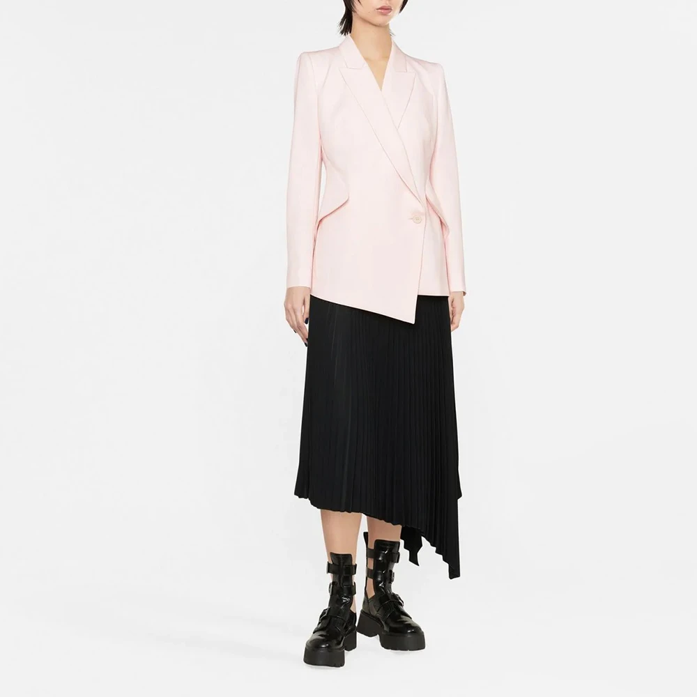 ALEXANDER MCQUEEN 女士粉色巴拉提亚羊毛垂坠下摆夹克 708833-QJAAC-9066 商品