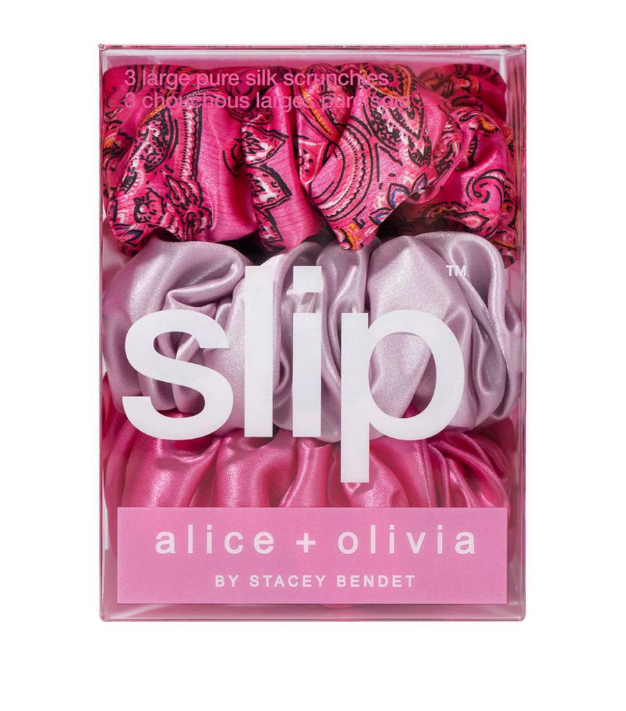 x Alice + Olivia Large Pure Silk Scrunchies (Set of 3)商品第2张图片规格展示