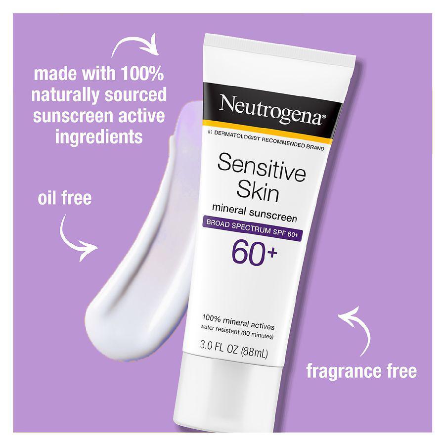 商品Neutrogena|Sensitive Skin Mineral Sunscreen Lotion SPF 60+ Fragrance-Free,价格¥55,第7张图片详细描述