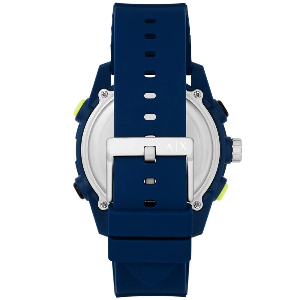 商品Armani Exchange|Men's Analog-Digital Blue Silicone Strap Watch,价格¥899,第3张图片详细描述