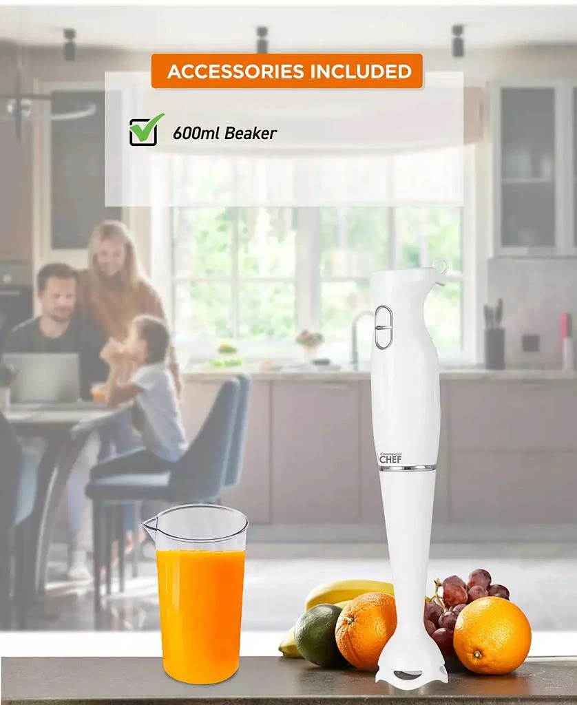 商品Commercial Chef|Immersion Blender, Hand Blender with Stainless Steel Blades, Immersion Blender with Quiet Motor, Electric Mini Blender for Delicious Food,价格¥162,第5张图片详细描述