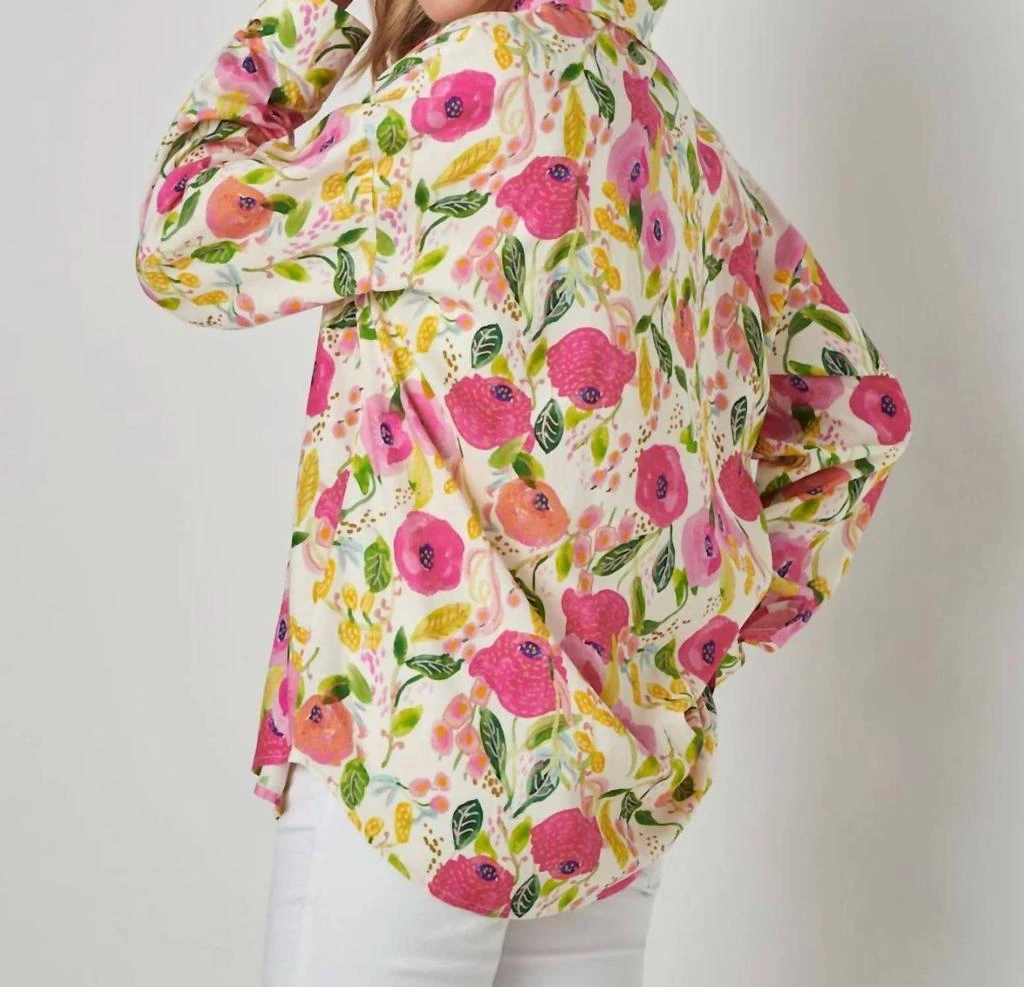 商品Giftcraft|Charlie Paige Relaxed Linen Blend Shirt In Peony,价格¥679,第2张图片详细描述