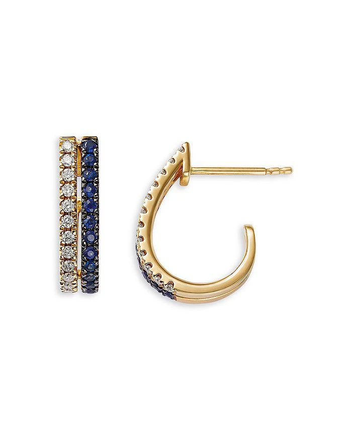 商品Bloomingdale's Fine Collection|Blue Sapphire & Diamond Two Row Huggie Hoop Earrings in 14K Yellow Gold,价格¥25714,第3张图片详细描述