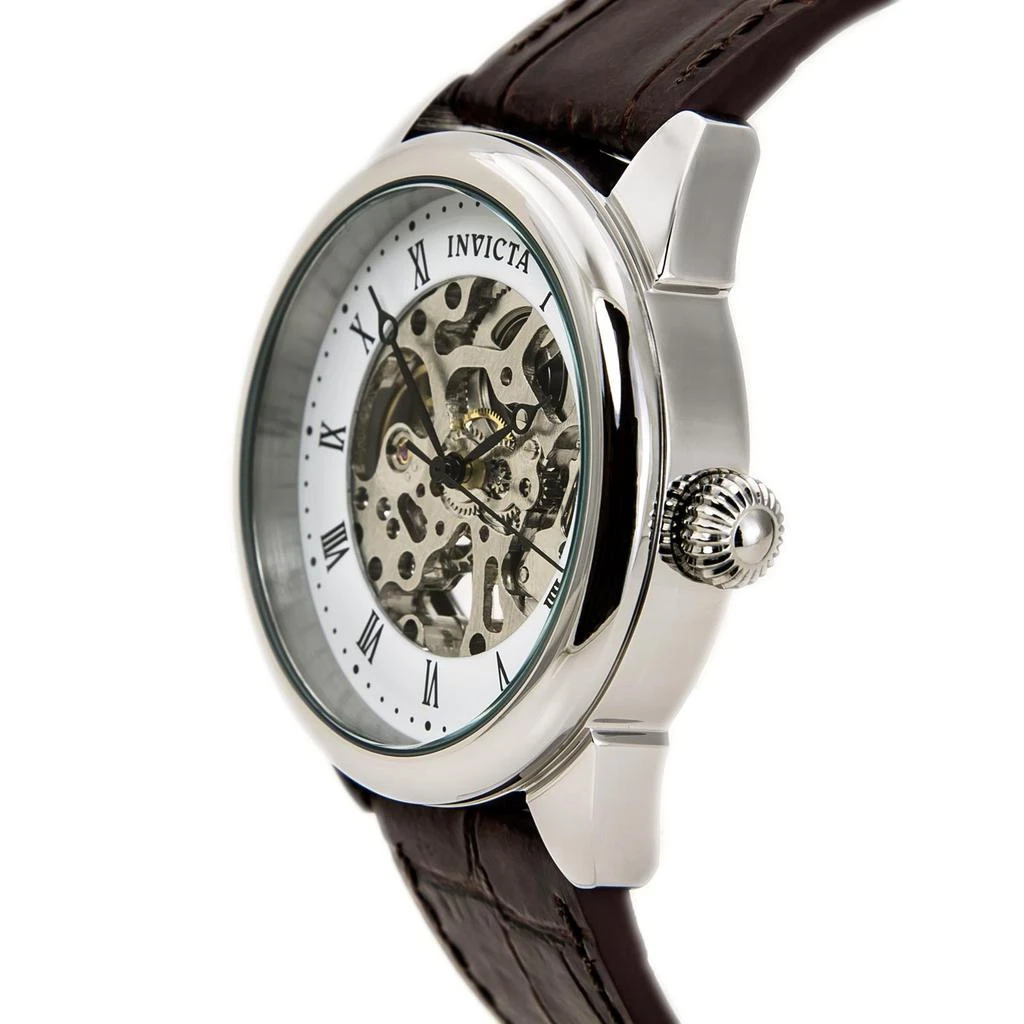 商品Invicta|Invicta 17185 Men's Specialty White & Silver Skeleton Dial Brown Leather Strap Mechanical Watch,价格¥1049,第2张图片详细描述