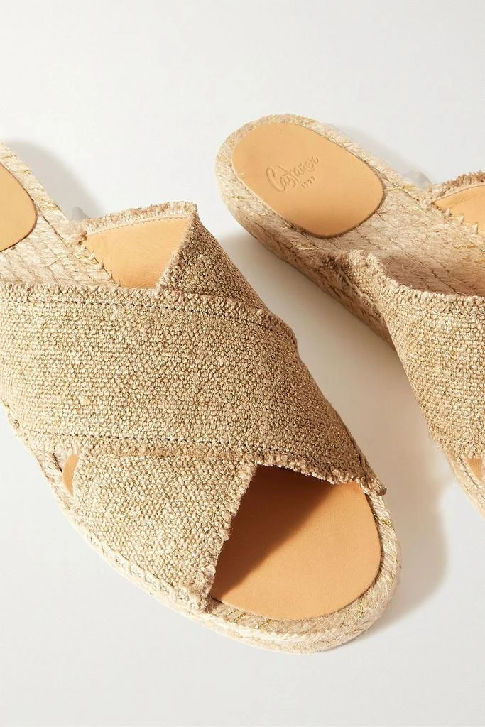 商品CASTAÑER|Palmera frayed metallic canvas espadrille sandals,价格¥510,第4张图片详细描述