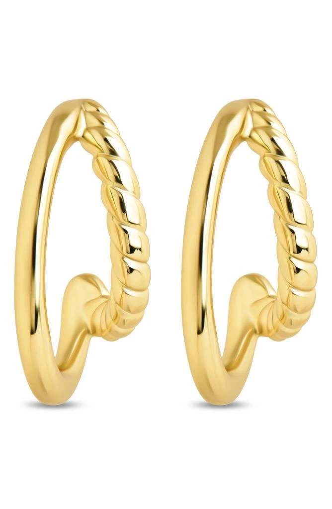 商品Sterling Forever|Arcadia Double Row Huggie Hoop Earrings,价格¥106,第4张图片详细描述