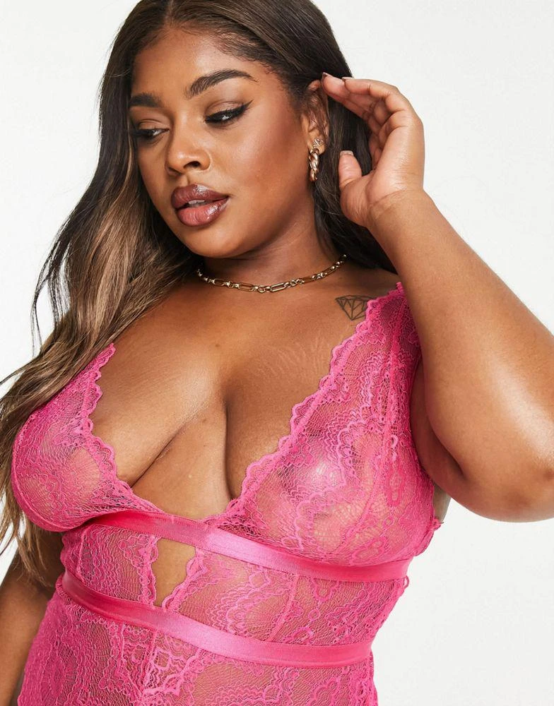 商品ASOS|ASOS DESIGN Curve Rosie lace soft body in hot pink,价格¥166,第3张图片详细描述