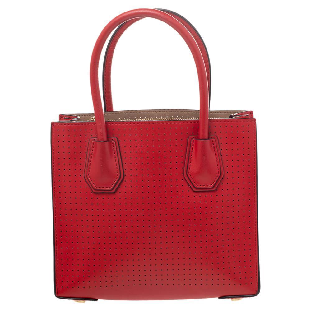 商品[二手商品] Michael Kors|Michael Kors Red Perforated Leather Mini Mercer Tote,价格¥1055,第6张图片详细描述