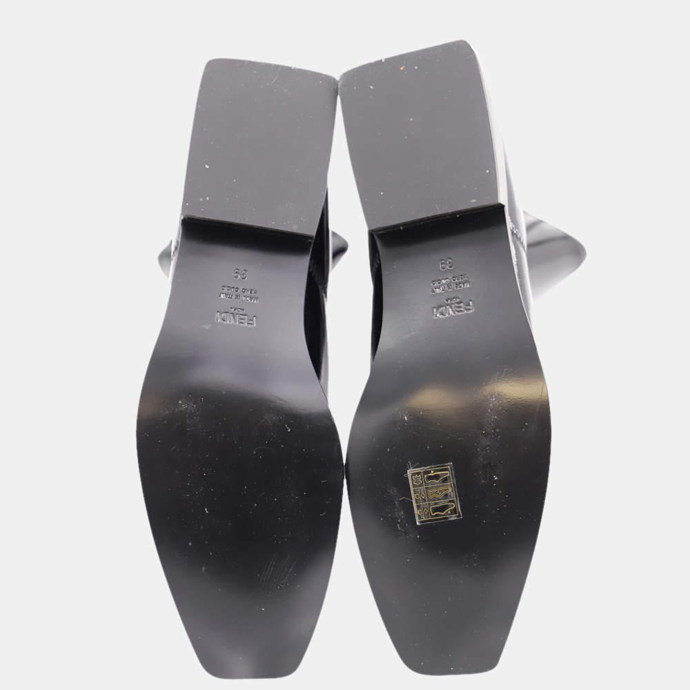 Fendi Black Nylon FFrame Square Toe Ankle Boots Size EU 39商品第5张图片规格展示