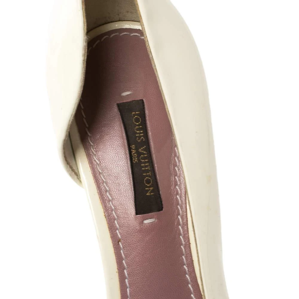 Louis Vuitton Off-White Patent Leather Apple Peep Toe Pumps Size 36.5 商品
