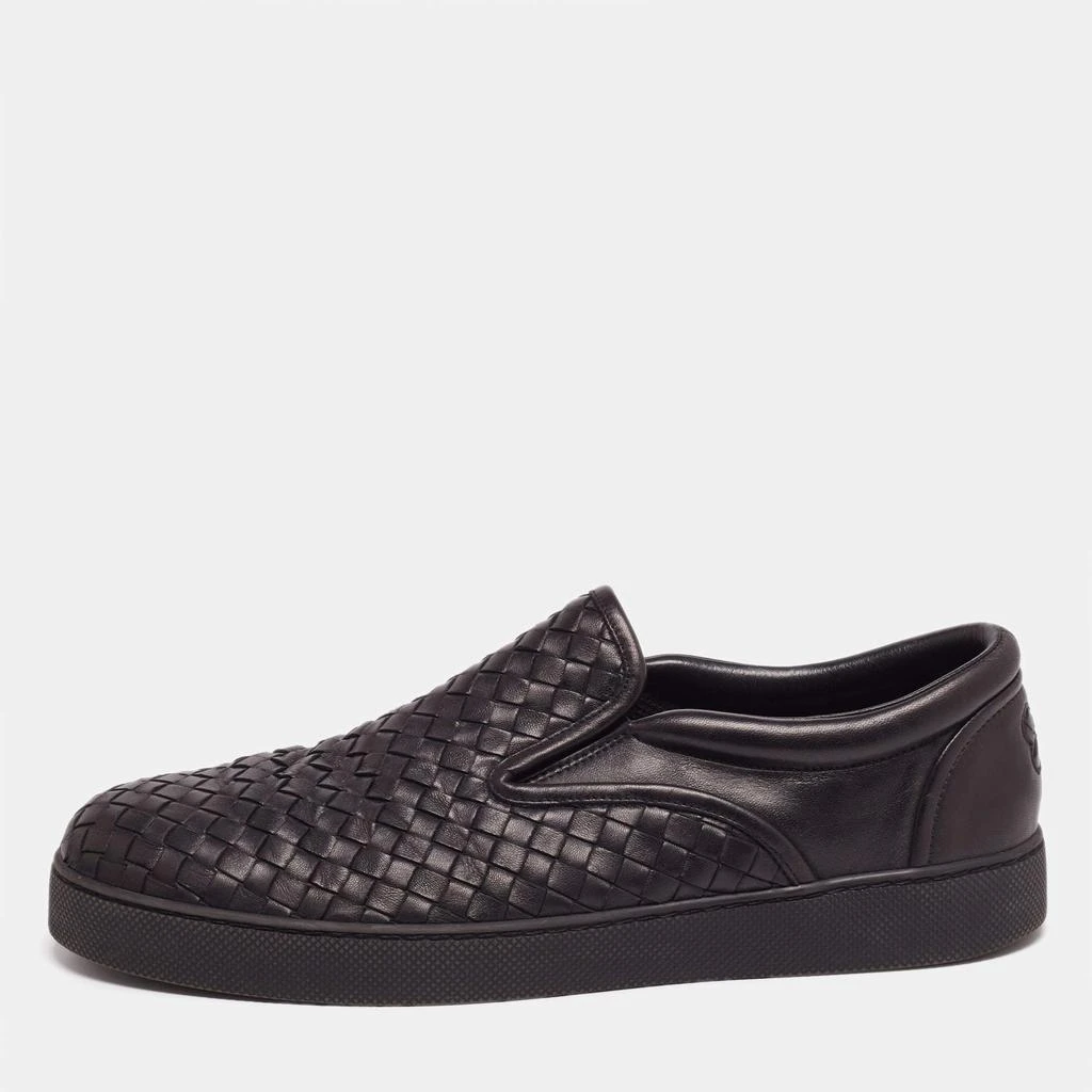 商品[二手商品] Bottega Veneta|Bottega Veneta Black Intrecciato Leather Dodger Slip-On Sneakers Size 44,价格¥2571,第1张图片