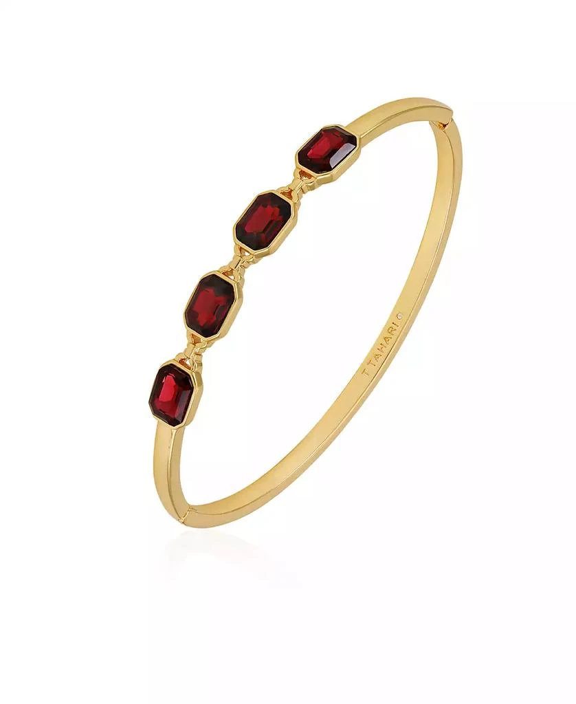 商品Tahari|Gold-Tone and Dark Red Glass Stone Hinge Bangle Bracelet,价格¥288,第1张图片