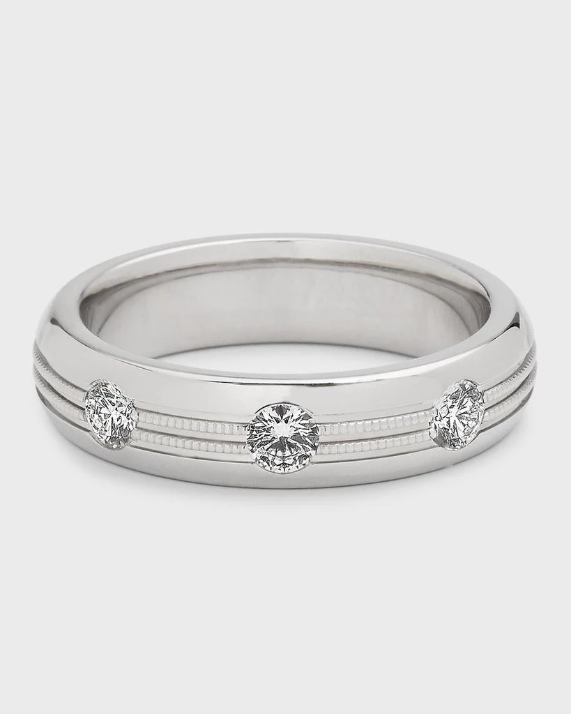 商品Neiman Marcus Diamonds|Men's 18K White Gold 3-Diamond FG/VS Wedding Band, Size 9.5-10, 0.51tcw,价格¥43723,第1张图片