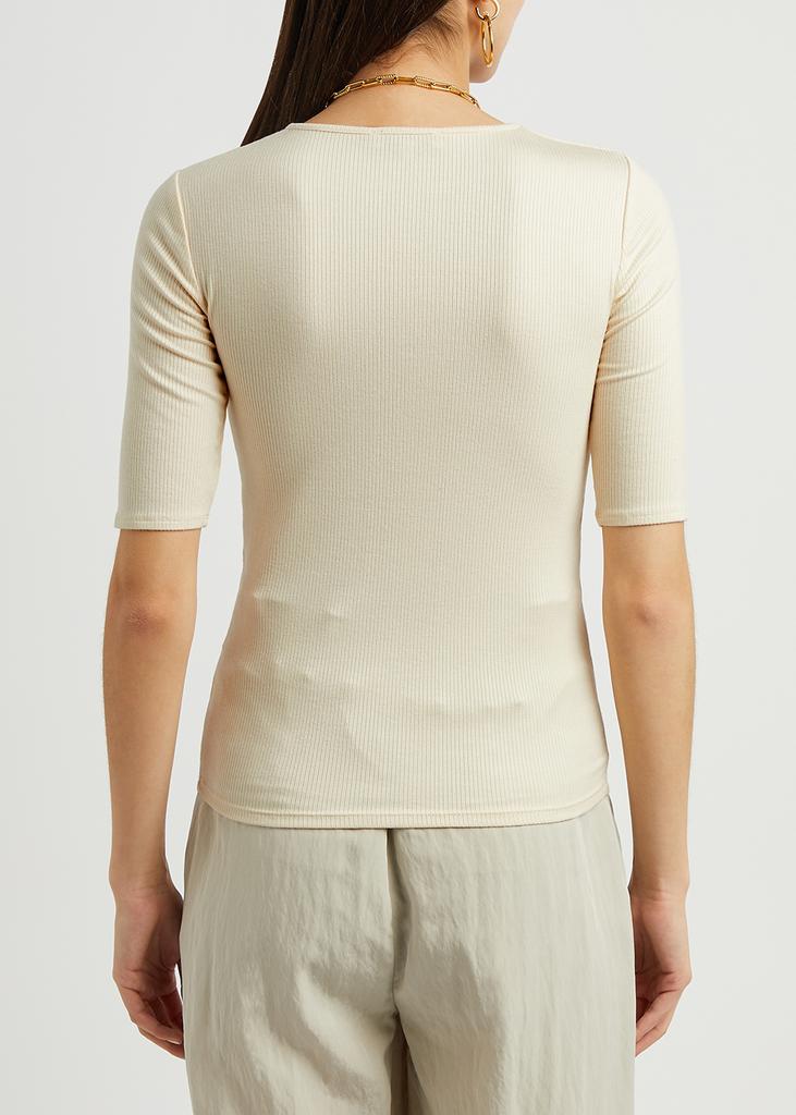 Cream ribbed stretch-jersey top商品第3张图片规格展示