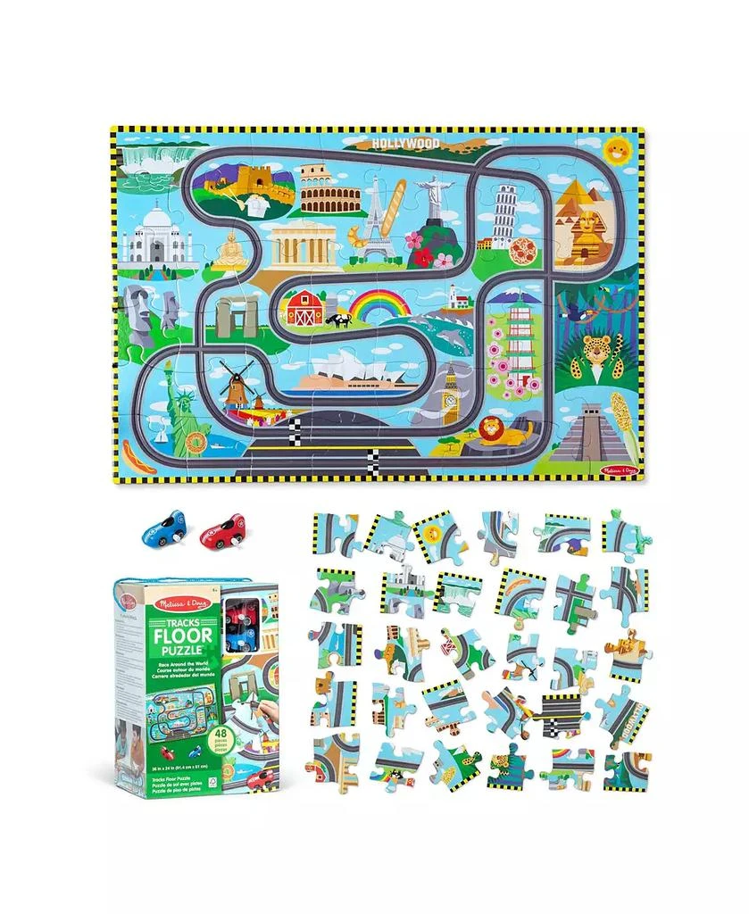 商品Melissa & Doug|Race Track Floor Puzzle and Play Set,价格¥173,第1张图片