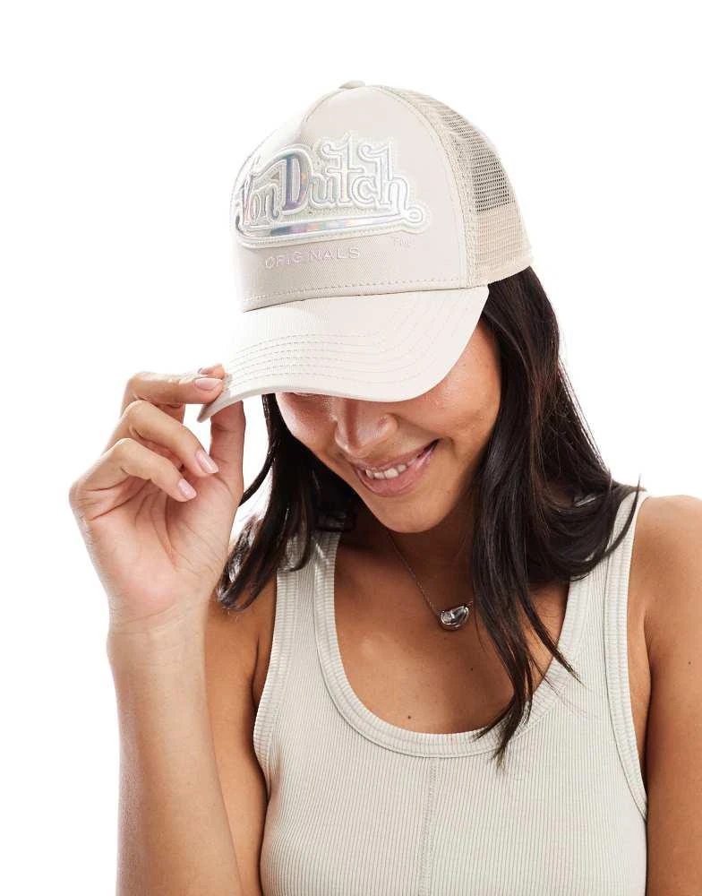 商品Von Dutch|Von Dutch Memphis metallic trucker cap in cream,价格¥359,第1张图片