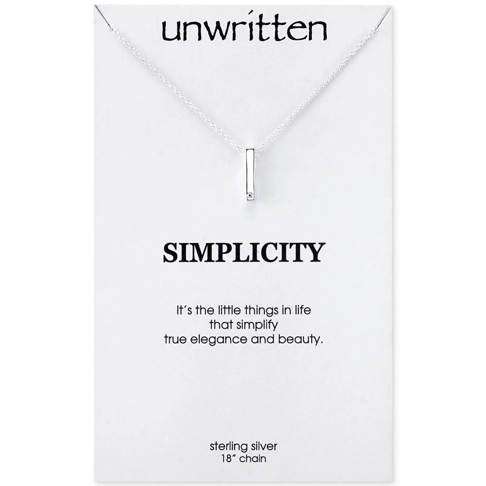 商品Unwritten|Unwritten Cubic Zirconia Accent Bar Pendant 项链 in Sterling Silver,价格¥112,第1张图片