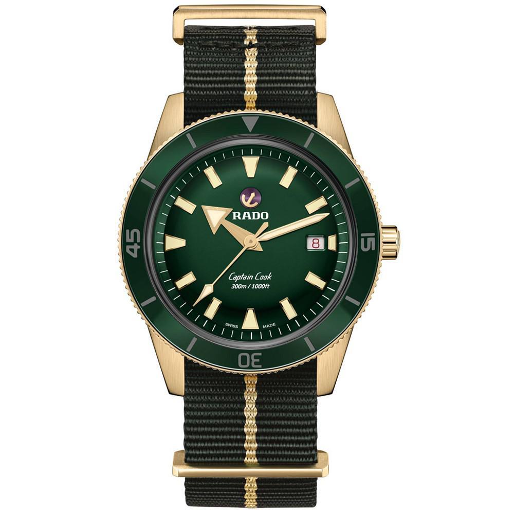 商品Rado|Men's Swiss Automatic Captain Cook Green NATO Strap Watch 42mm,价格¥19456,第1张图片