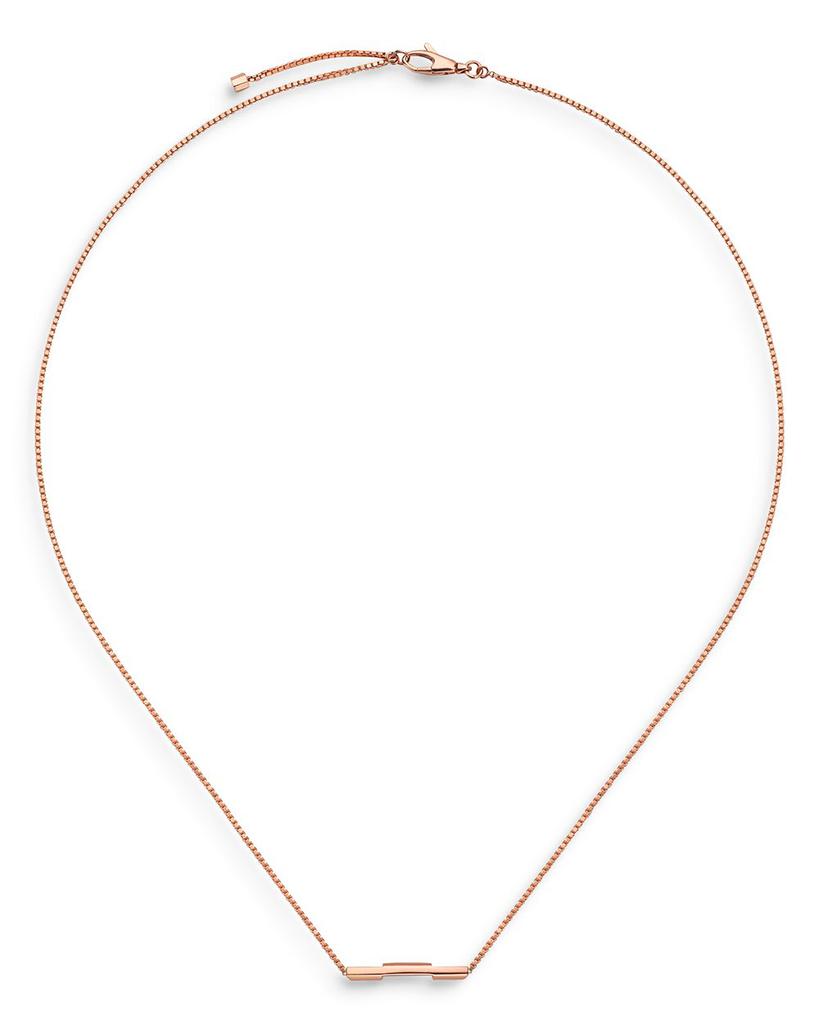 18K Rose Gold Link To Love Bar Necklace, 17.7"商品第2张图片规格展示
