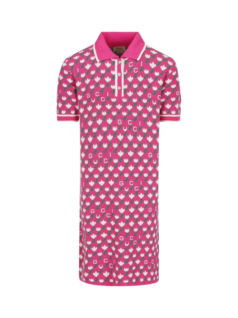 商品Gucci|Gucci Kids Floral Jacquard Short-Sleeved Polo Dress,价格¥2821,第1张图片