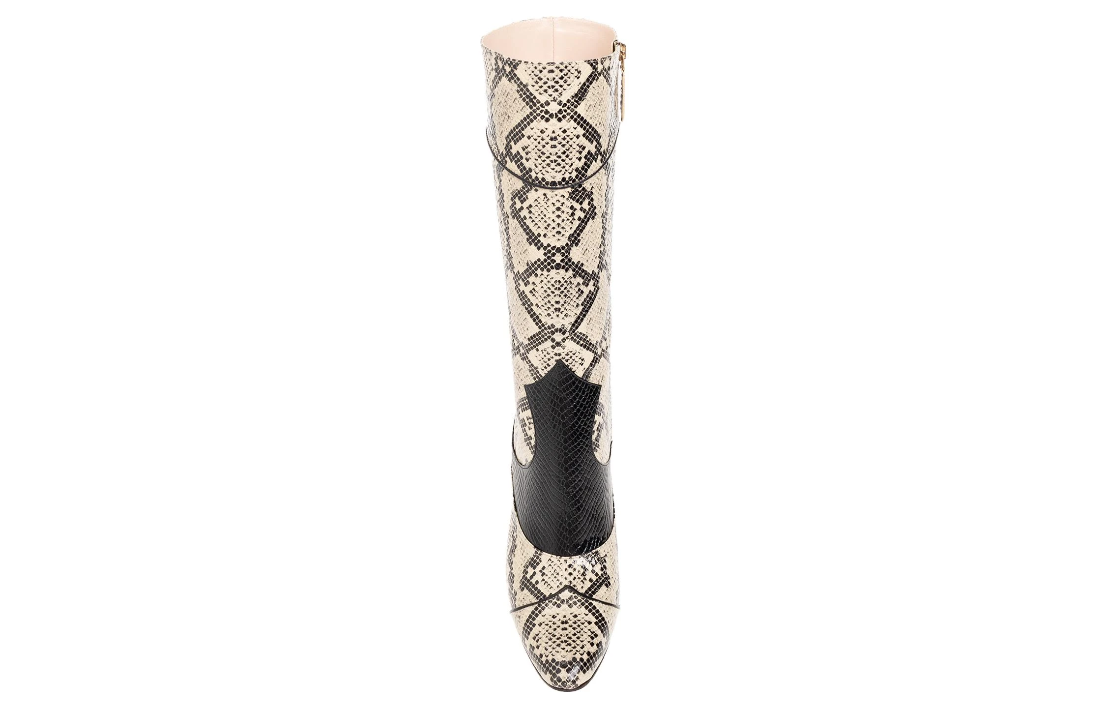 商品[国内直发] Gucci|古驰 皮革 蟒纹纹 高筒靴 8.6cm 女款 棕色,价格¥3980,第4张图片详细描述