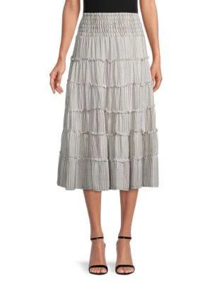 商品Max Studio|Tiered Gingham Midi Skirt,价格¥226,第1张图片