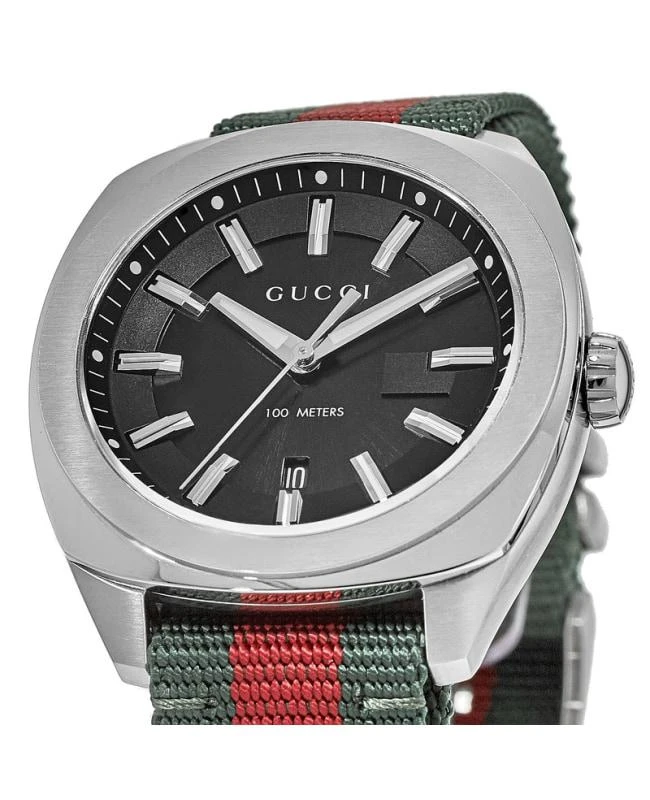 商品Gucci|Gucci GG2570 Black Dial Green/Red Nylon Strap Men's Watch YA142305,价格¥6700,第2张图片详细描述