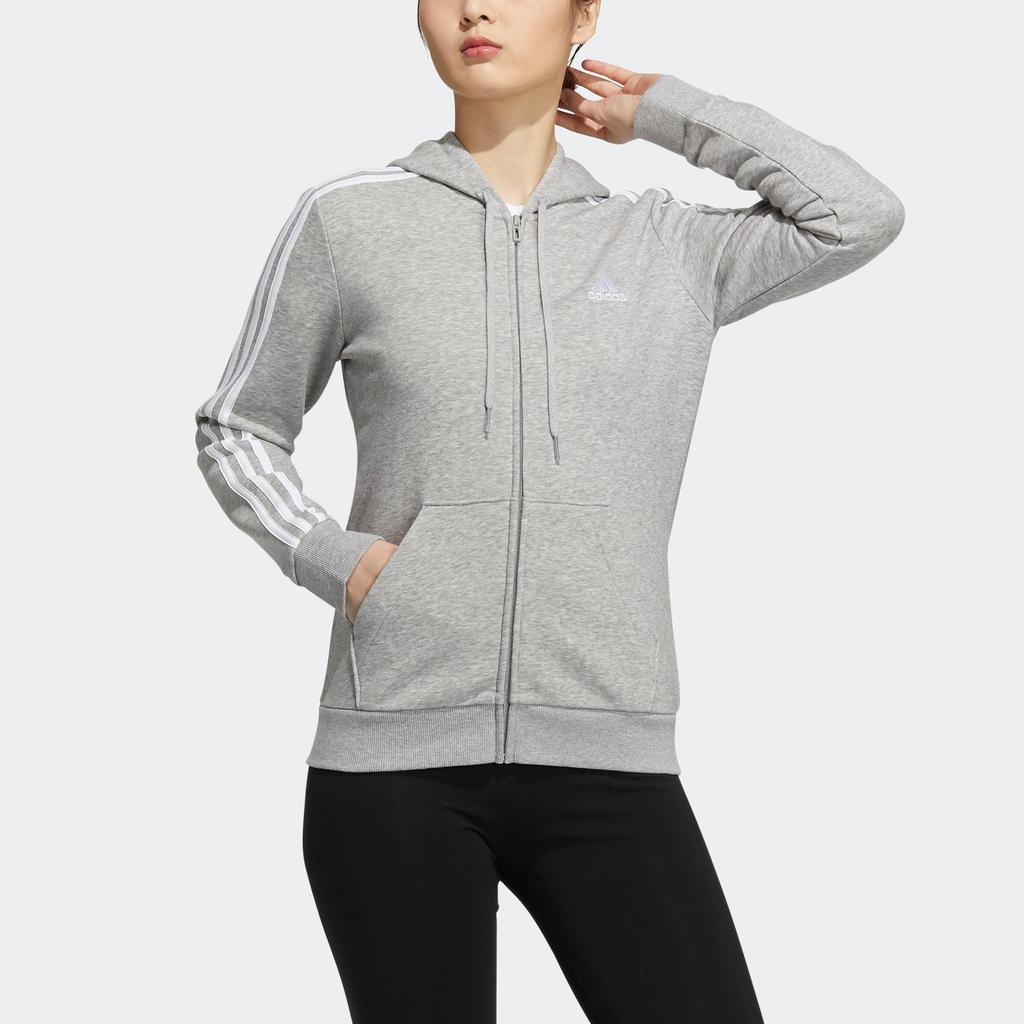 Women's adidas Essentials Fleece 3-Stripes Full-Zip Hoodie商品第1张图片规格展示