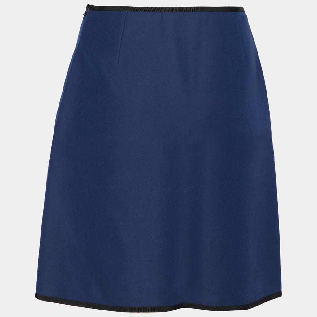 Gucci Navy Blue Wool & Silk Pleat Detail Skirt S商品第2张图片规格展示