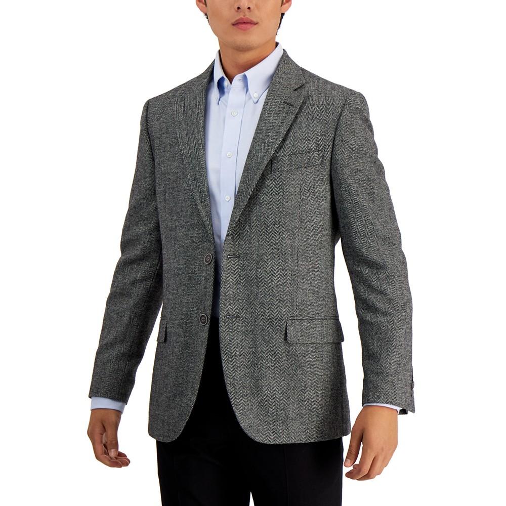 Men's Modern-Fit Solid Herringbone Tweed Sport Coat商品第1张图片规格展示