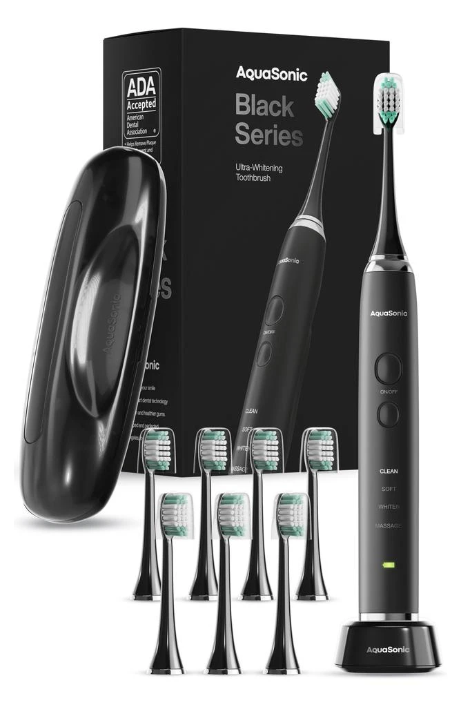 商品AquaSonic|Black Series Ultra Sonic Whitening ToothBrush with 8 DuPont Brush Heads & Travel Case,价格¥301,第1张图片