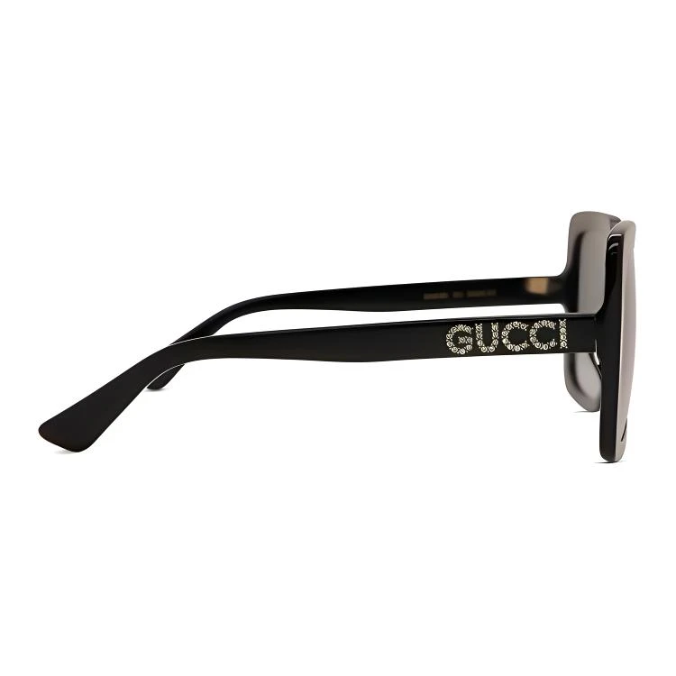 商品[国内直发] Gucci|【可配度数】 古驰 钻石镶嵌logo方框墨镜 板材镜架 方形 太阳眼镜 女款 黑灰色,价格¥2648,第8张图片详细描述