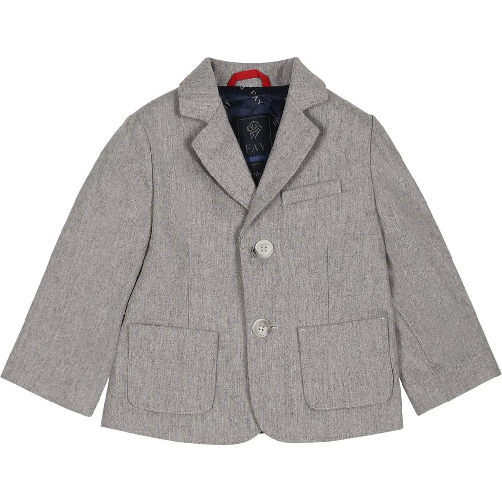 商品FAY|Gray Single-breasted Jacket For Baby Boy,价格¥2068,第1张图片