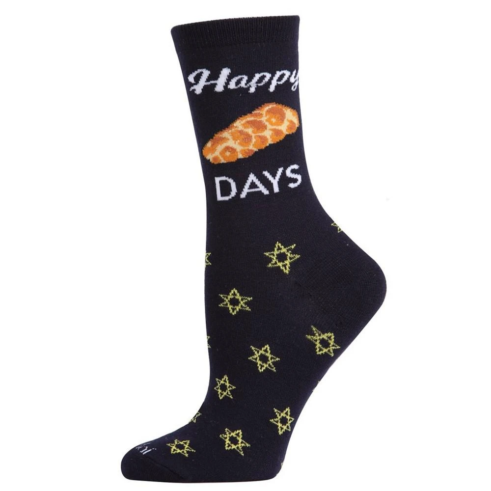 商品Memoi|Women's Happy Challah Days Holiday Crew Socks,价格¥45,第1张图片