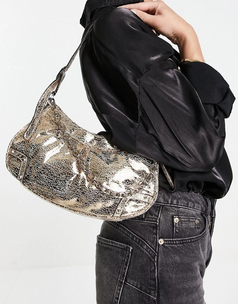 商品Topshop|Topshop cora scoop crossbody bag in gold,价格¥196,第1张图片
