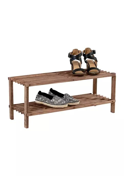 商品Honey Can Do|Can Do 2 Tier Wood Shoe Rack Espresso,价格¥372,第3张图片详细描述