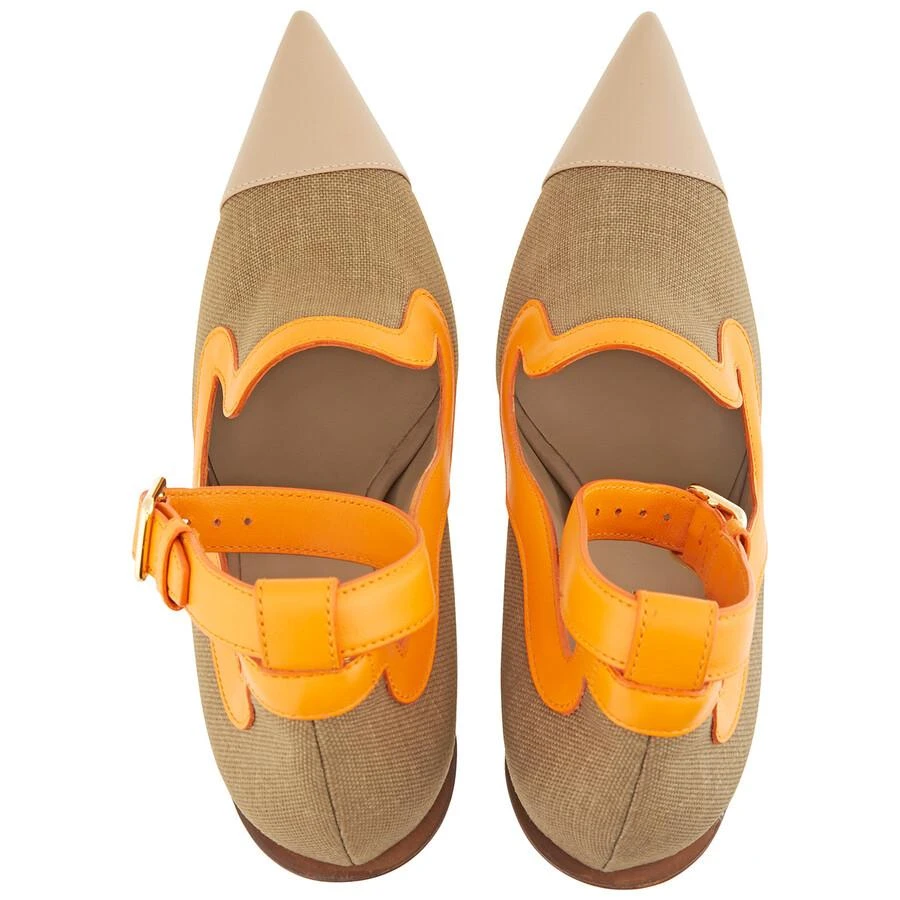 商品Burberry|Brecon Canvas And Leather Point-toe Court Pumps,价格¥917,第3张图片详细描述