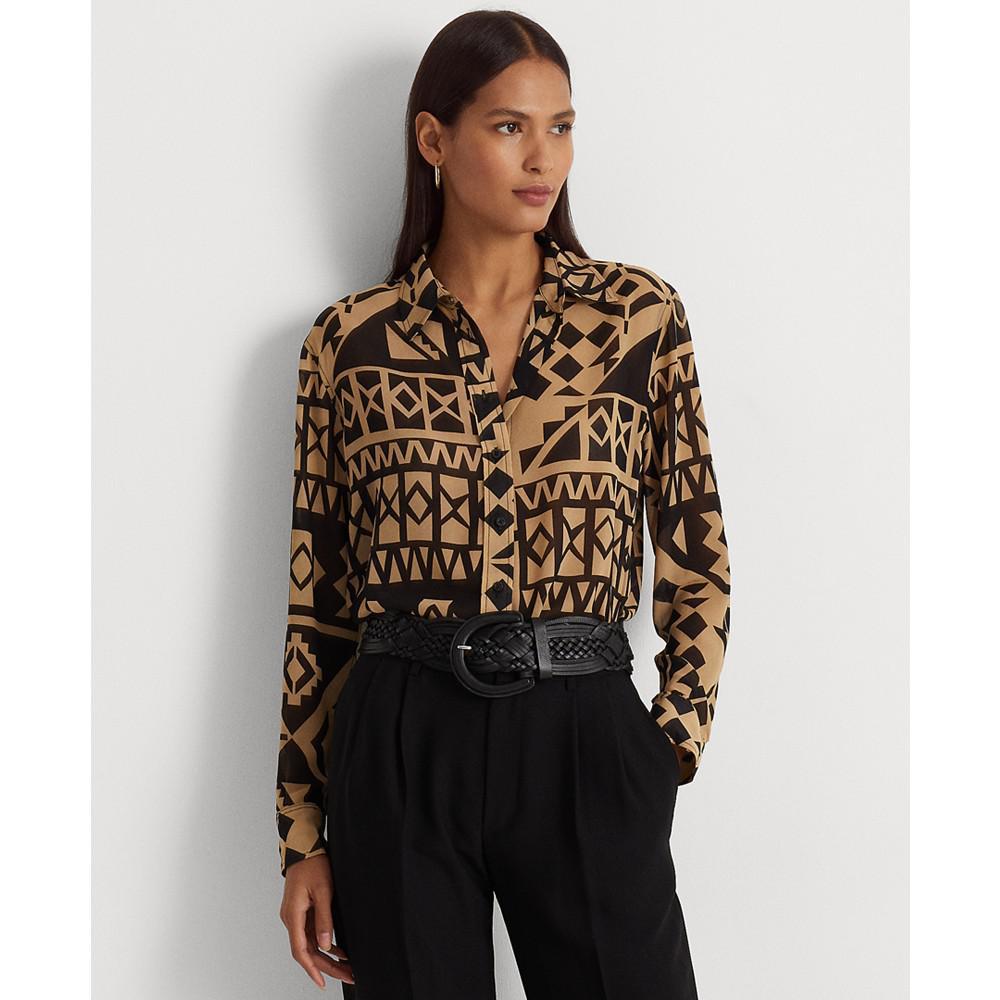 商品Ralph Lauren|Women's Geo-Print Georgette Shirt,价格¥898,第1张图片