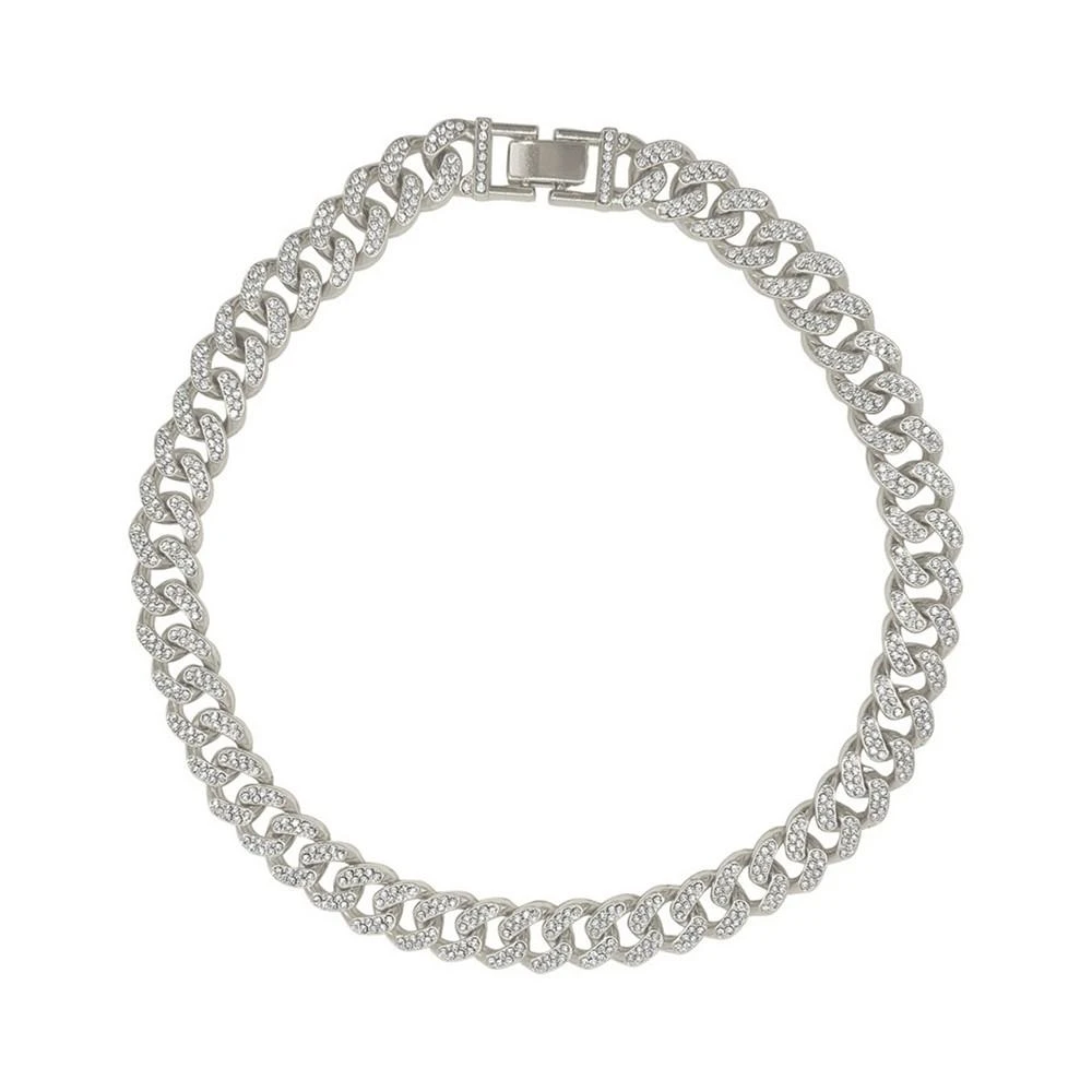 商品ADORNIA|Silver-Tone Plated Crystal Thick Cuban Curb Chain Necklace,价格¥363,第1张图片