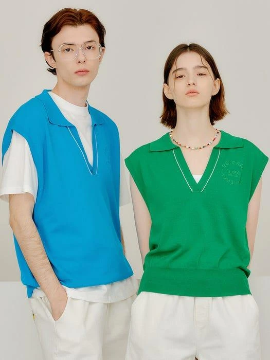 new logo collar vest BLUE S22A06042 商品