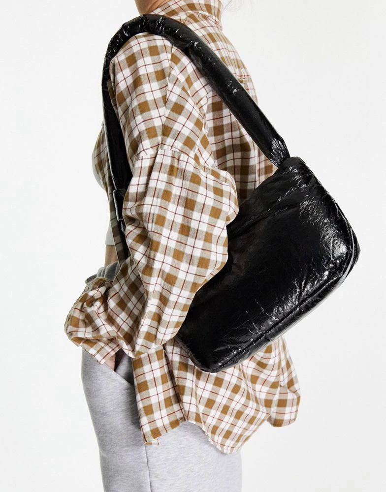 商品Topshop|Topshop wet look shoulder in black,价格¥98,第2张图片详细描述