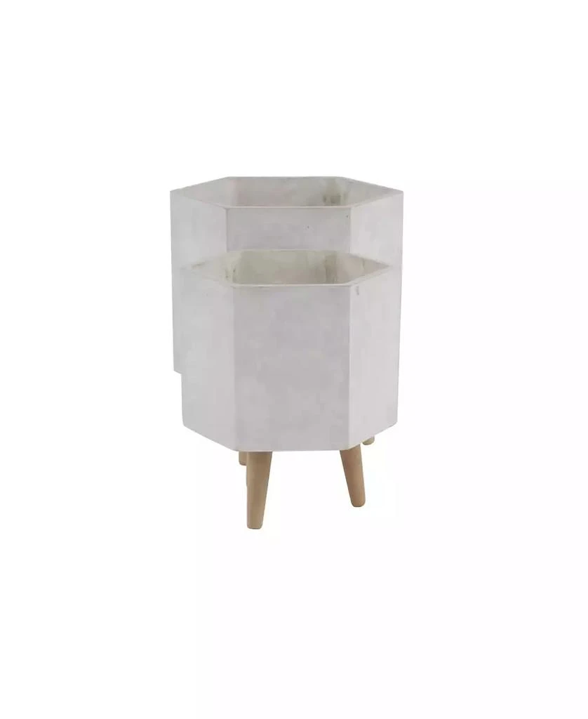 商品CosmoLiving|by Cosmopolitan Set of 2 White Polystone Contemporary Planter, 15", 17",价格¥591,第4张图片详细描述