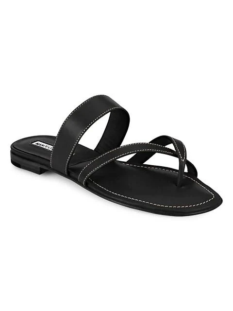 商品Manolo Blahnik|Susa Leather Thong Sandals,价格¥4900,第1张图片