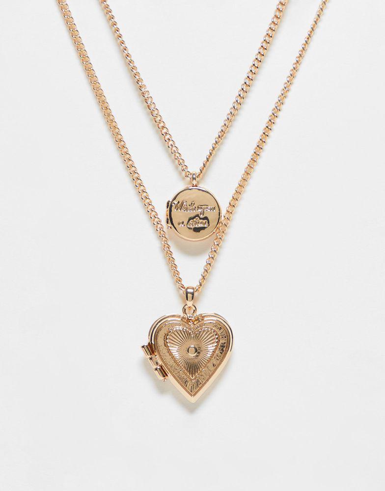 商品Reclaimed Vintage|Reclaimed Vintage multirow locket necklaces in gold,价格¥113,第1张图片